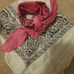 Pink and white paisley print bandana